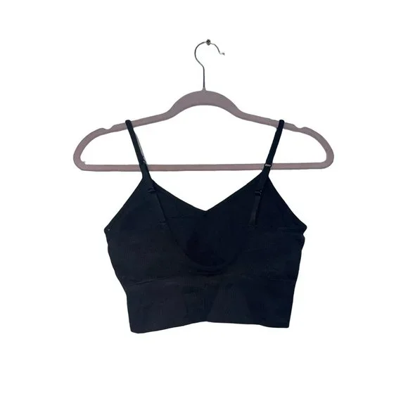 Zella Ribbed Seamless Longline Sports Bralette in Black S M New Nwt Women's - Picture 6 of 6